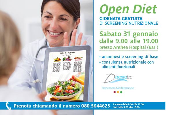 “Open Diet” Anthea Hospital, giornata gratuita di screening nutrizionale per ritrovare il peso ideale