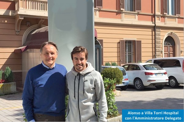 Formula 1: Alonso visitato a Villa Torri Hospital (Bologna) prima del ritorno in pista